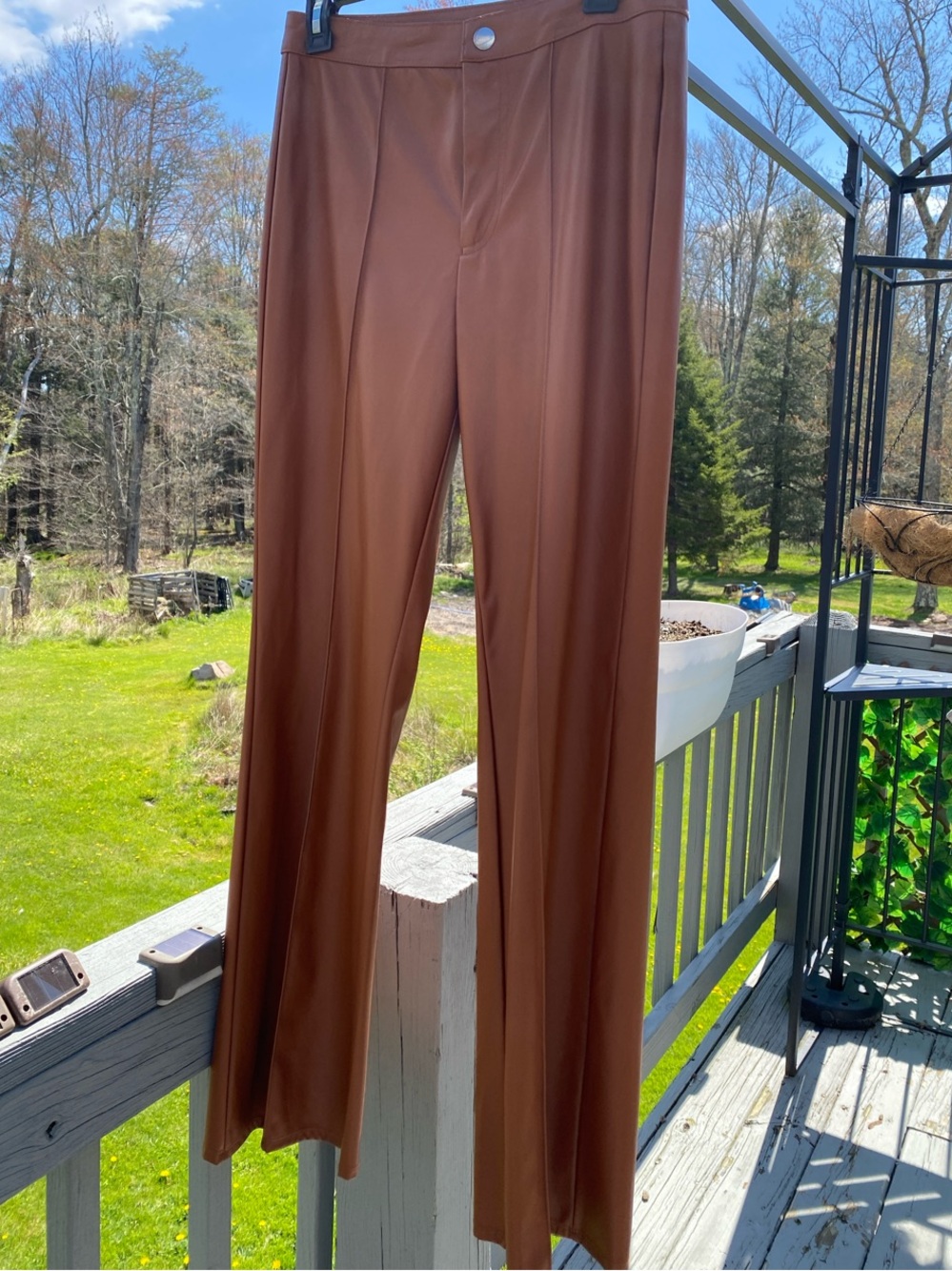 wild fable Brown Faux-Leather Wide-Leg Pants